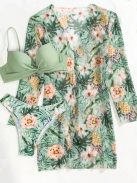 Pastel Paradise - 2 részes bikini szett strandkimonóval -  Világoszöld