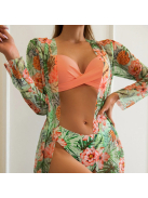 Pastel Paradise - 2 részes bikini szett strandkimonóval -  Barackrózsaszín