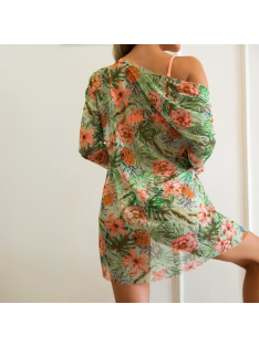 Pastel Paradise - 2 részes bikini szett strandkimonóval -  Barackrózsaszín