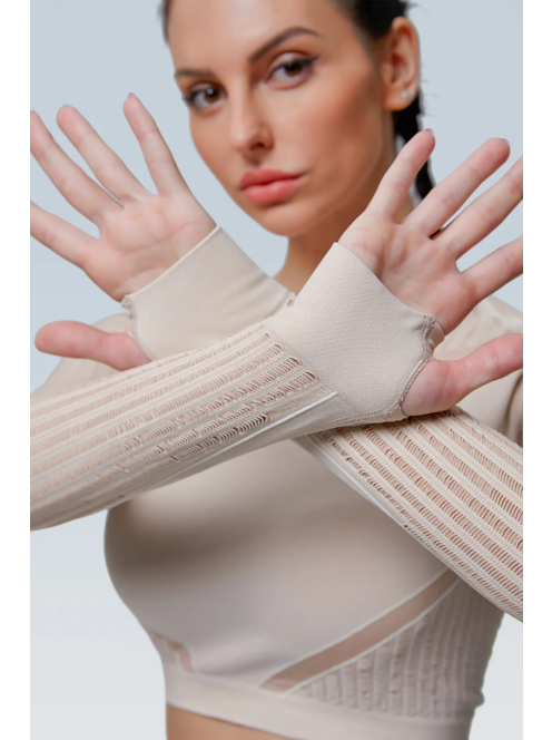 Second Skin  Hosszú Ujjú, Fitness edzőszett (bézs)