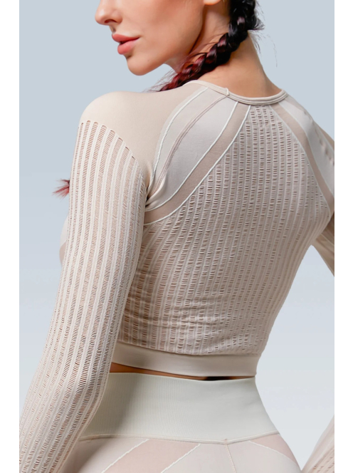 Second Skin  Hosszú Ujjú, Fitness edzőszett (bézs)