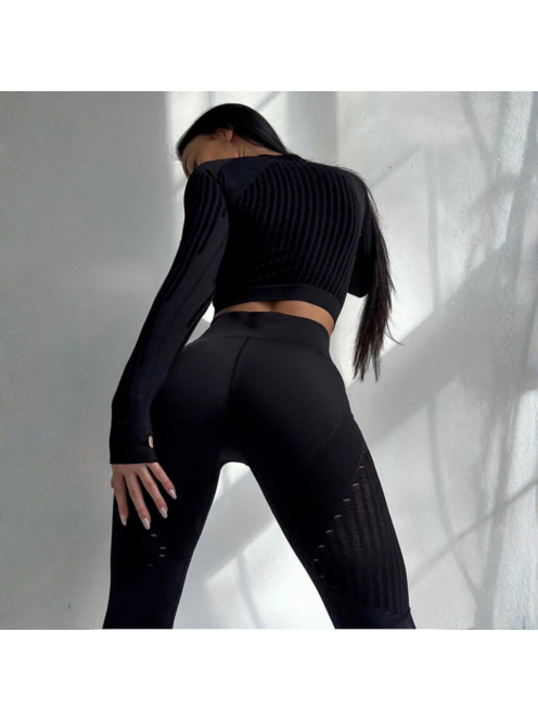 Second Skin  Hosszú Ujjú, Fitness edzőszett (fekete)