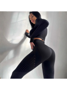 Second Skin  Hosszú Ujjú, Fitness edzőszett (fekete)