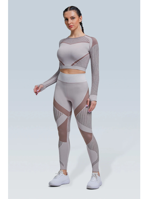 Second Skin  Hosszú Ujjú, Fitness edzőszett (karamell)