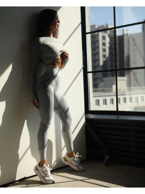 Second Skin  Hosszú Ujjú, Fitness edzőszett (világosszürke)