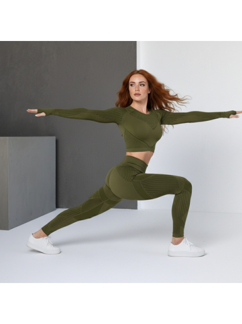 Second Skin 2 részes hosszú ujjú edzőszett (olivazöld)