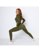 Second Skin 2 részes hosszú ujjú edzőszett (olivazöld)