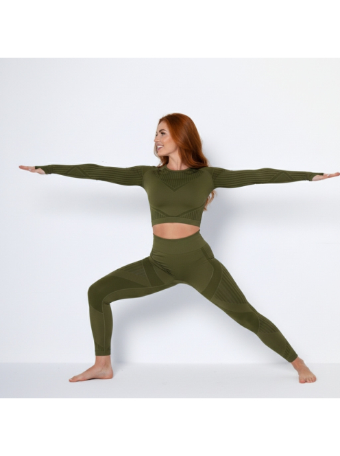 Second Skin 2 részes hosszú ujjú edzőszett (olivazöld)