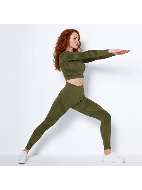 Second Skin 2 részes hosszú ujjú edzőszett (olivazöld)