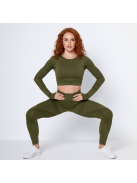 Second Skin 2 részes hosszú ujjú edzőszett (olivazöld)