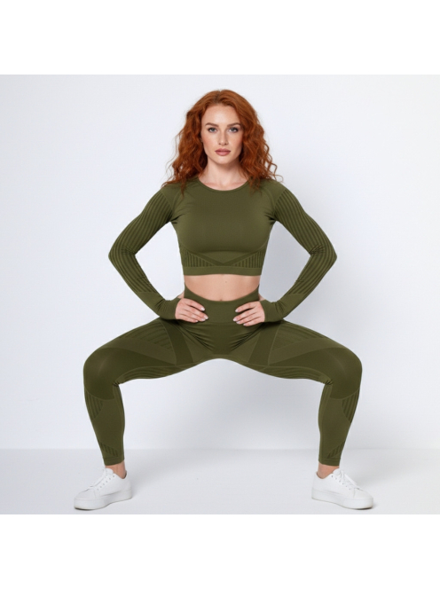 Second Skin 2 részes hosszú ujjú edzőszett (olivazöld)