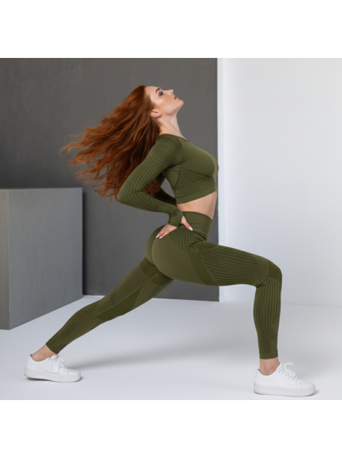 Second Skin 2 részes hosszú ujjú edzőszett (olivazöld)