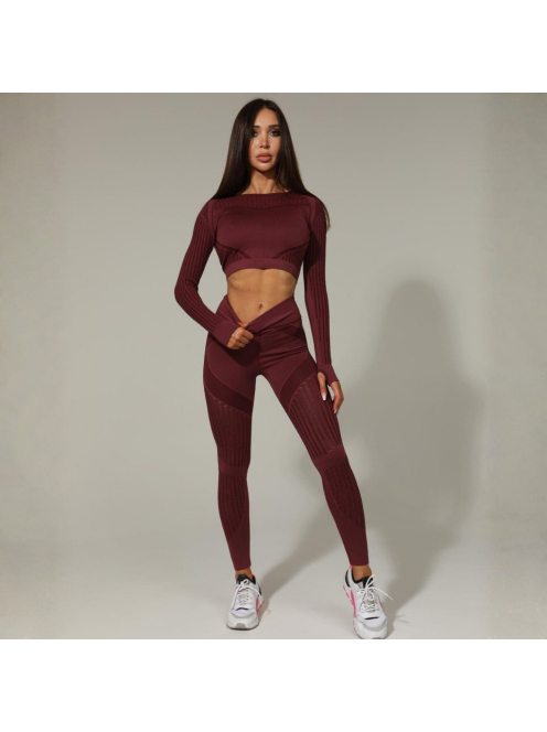 Second Skin  Hosszú Ujjú, Fitness edzőszett (bordó)