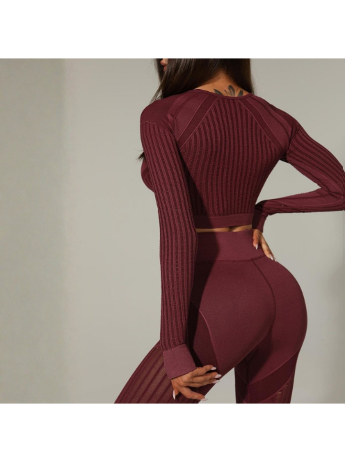 Second Skin  Hosszú Ujjú, Fitness edzőszett (bordó)