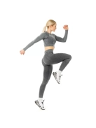 OnDuty női Fitness Edzőszett | Leggings & Hosszú Ujjú, Fitness felső (antracit)