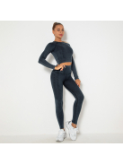 OnDuty női Fitness Edzőszett | Leggings & hosszú ujjú felső (antracit)