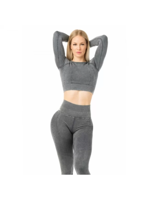 OnDuty női Fitness Edzőszett | Leggings & Hosszú Ujjú, Fitness felső (antracit)