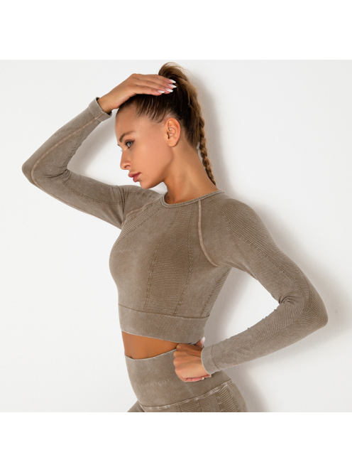 OnDuty női Fitness Edzőszett | Leggings & Hosszú Ujjú, Fitness felső (tejeskávé)