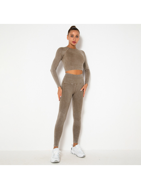 OnDuty női Fitness Edzőszett | Leggings & Hosszú Ujjú, Fitness felső (tejeskávé)