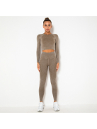 OnDuty női Fitness Edzőszett | Leggings & Hosszú Ujjú, Fitness felső (tejeskávé)