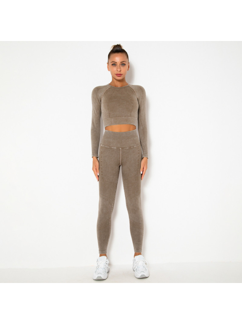 OnDuty női Fitness Edzőszett | Leggings & Hosszú Ujjú, Fitness felső (tejeskávé)