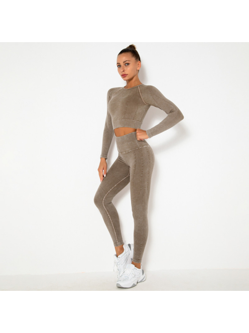 OnDuty női Fitness Edzőszett | Leggings & Hosszú Ujjú, Fitness felső (tejeskávé)