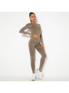 OnDuty női Fitness Edzőszett | Leggings & Hosszú Ujjú, Fitness felső (tejeskávé)