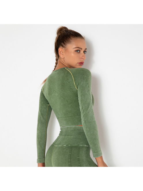 OnDuty női Fitness Edzőszett | Leggings & Hosszú Ujjú, Fitness felső (pisztácia zöld)