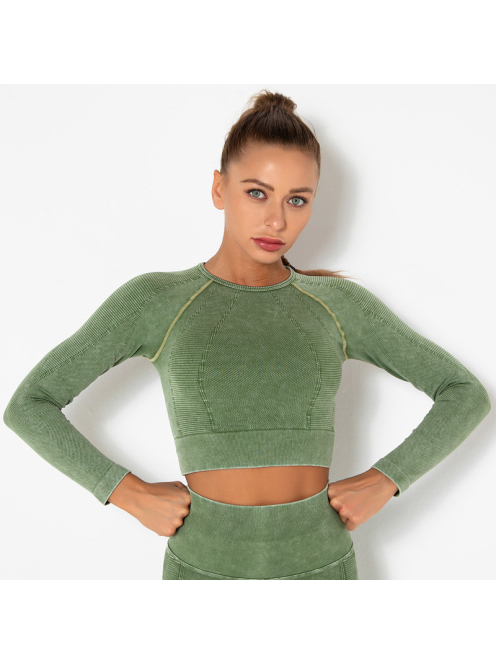 OnDuty női Fitness Edzőszett | Leggings & Hosszú Ujjú, Fitness felső (pisztácia zöld)