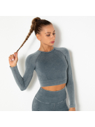 OnDuty női Fitness Edzőszett | Leggings & Hosszú Ujjú, Fitness felső (kékesszürke)