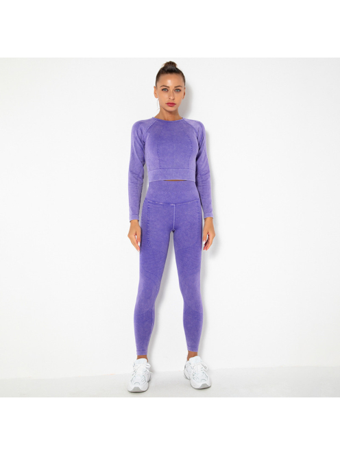 OnDuty női Fitness Edzőszett | Leggings & Hosszú Ujjú, Fitness felső (orgonalila)