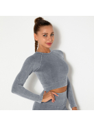 OnDuty női Fitness Edzőszett | Leggings & Hosszú Ujjú, Fitness felső (acélszürke)