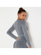 OnDuty női Fitness Edzőszett | Leggings & Hosszú Ujjú, Fitness felső (acélszürke)