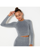 OnDuty női Fitness Edzőszett | Leggings & Hosszú Ujjú, Fitness felső (acélszürke)