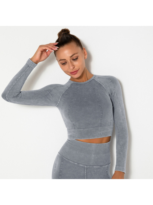 OnDuty női Fitness Edzőszett | Leggings & Hosszú Ujjú, Fitness felső (acélszürke)