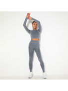 OnDuty női Fitness Edzőszett | Leggings & Hosszú Ujjú, Fitness felső (acélszürke)