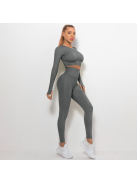 Bubble Butt női Fitness Edzőszett | Leggings & hosszú ujjú felső (grafitszürke)