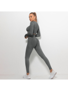 Bubble Butt női Fitness Edzőszett | Leggings & hosszú ujjú felső (grafitszürke)