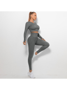 Bubble Butt női Fitness Edzőszett | Leggings & Hosszú Ujjú, Fitness felső (grafitszürke)