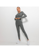 Bubble Butt női Fitness Edzőszett | Leggings & Hosszú Ujjú, Fitness felső (grafitszürke)