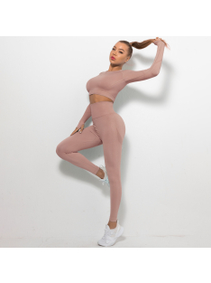   Bubble Butt női Fitness Edzőszett | Leggings & Hosszú Ujjú, Fitness felső (rosegold)