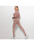 Bubble Butt női Fitness Edzőszett | Leggings & hosszú ujjú felső (rosegold)