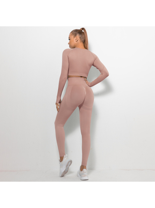 Bubble Butt női Fitness Edzőszett | Leggings & Hosszú Ujjú, Fitness felső (rosegold)