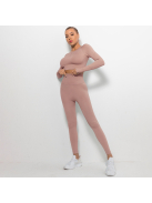Bubble Butt női Fitness Edzőszett | Leggings & Hosszú Ujjú, Fitness felső (rosegold)