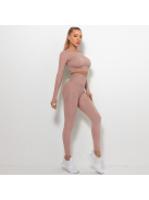 Bubble Butt női Fitness Edzőszett | Leggings & Hosszú Ujjú, Fitness felső (rosegold)