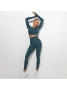 Bubble Butt női Fitness Edzőszett | Leggings & Hosszú Ujjú, Fitness felső (méregzöld)
