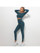 Bubble Butt női Fitness Edzőszett | Leggings & Hosszú Ujjú, Fitness felső (méregzöld)