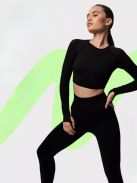 Bubble Butt női Fitness Edzőszett | Leggings & Hosszú Ujjú, Fitness felső (fekete)