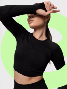 Bubble Butt női Fitness Edzőszett | Leggings & Hosszú Ujjú, Fitness felső (fekete)