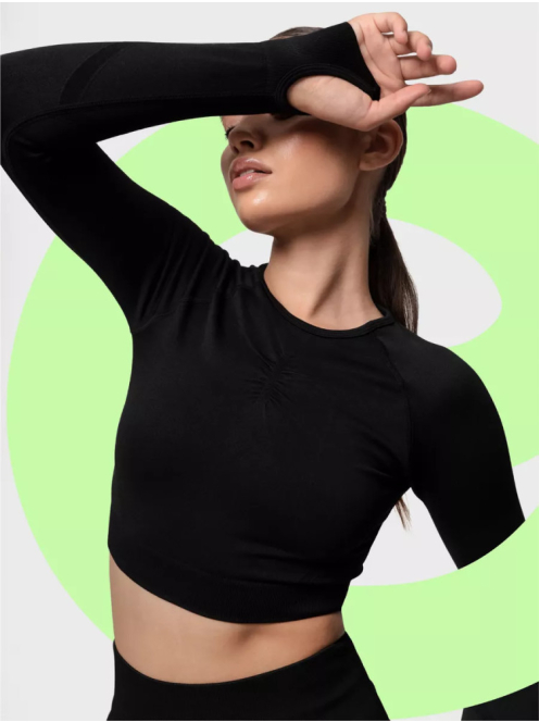 Bubble Butt női Fitness Edzőszett | Leggings & Hosszú Ujjú, Fitness felső (fekete)